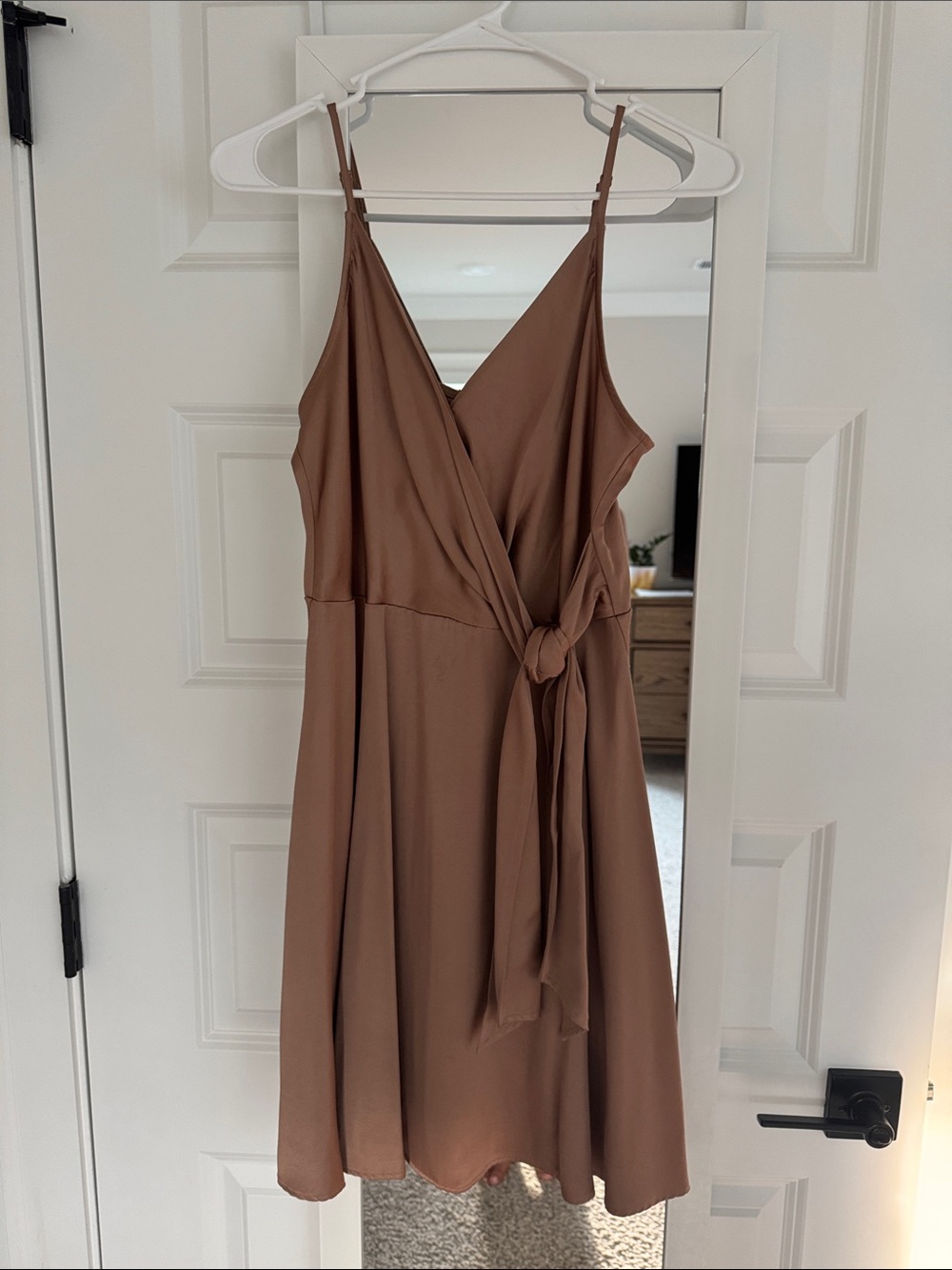 Express Taupe Wrap Midi Dress